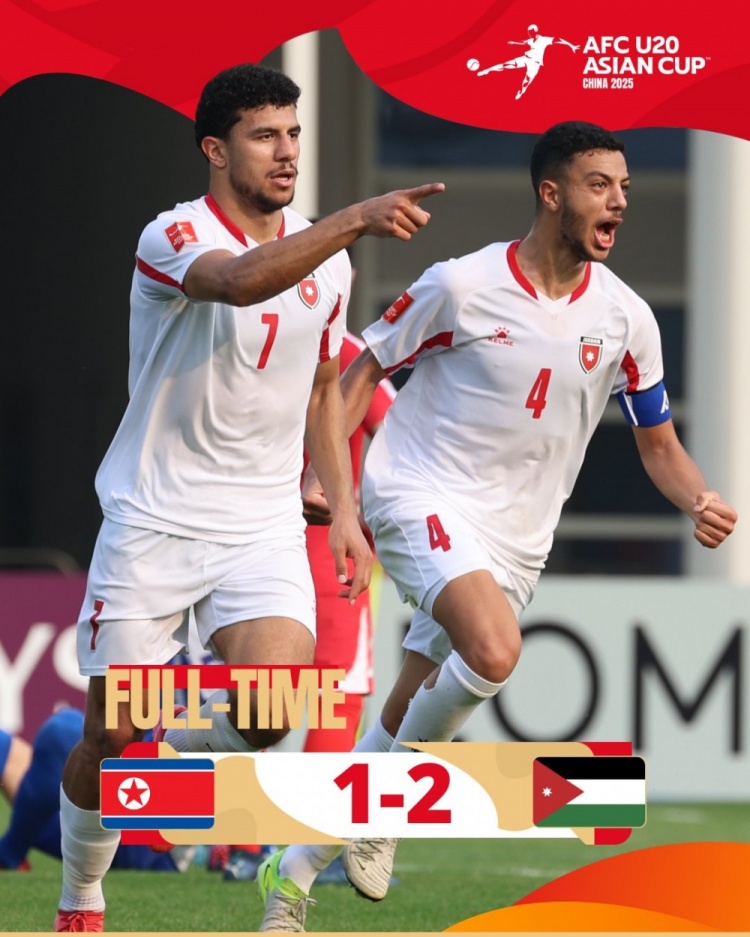  U20亞洲杯B組：朝鮮1-2不敵約旦，兩輪1分暫列B組末尾
