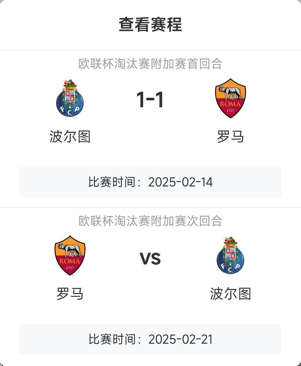  羅馬頂得住嗎？意甲歐戰8隊3隊直通4隊出局，羅馬首回合1-1波爾圖