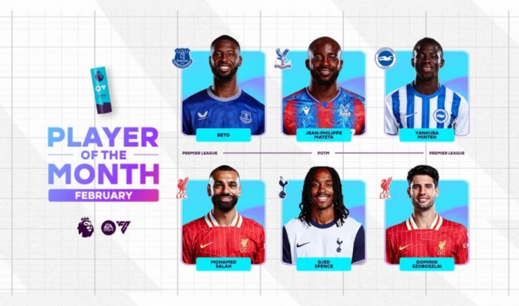  英超2月最佳候選：貝托、馬特塔、明特、薩拉赫、斯賓塞、索博