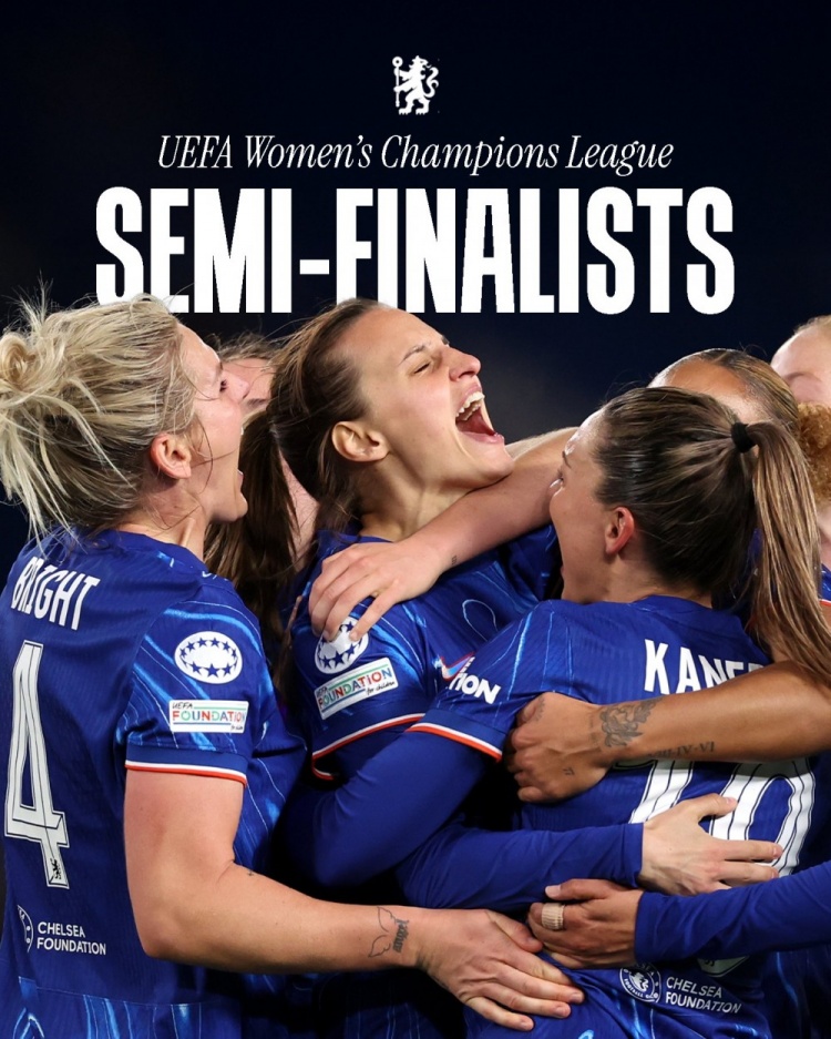  女足歐冠：切爾西3-0曼城&總比分3-2逆轉晉級四強，將對陣巴薩